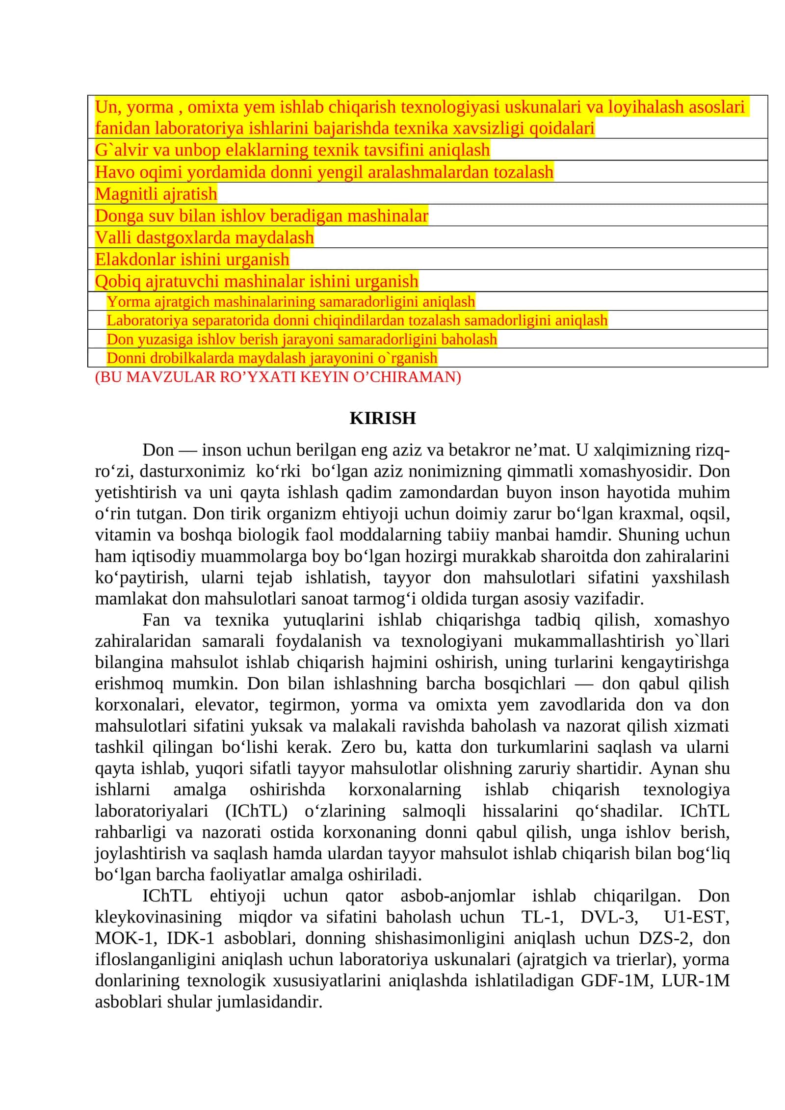 Yorma, omixta yem ishlab chiqarish texnologiyasi