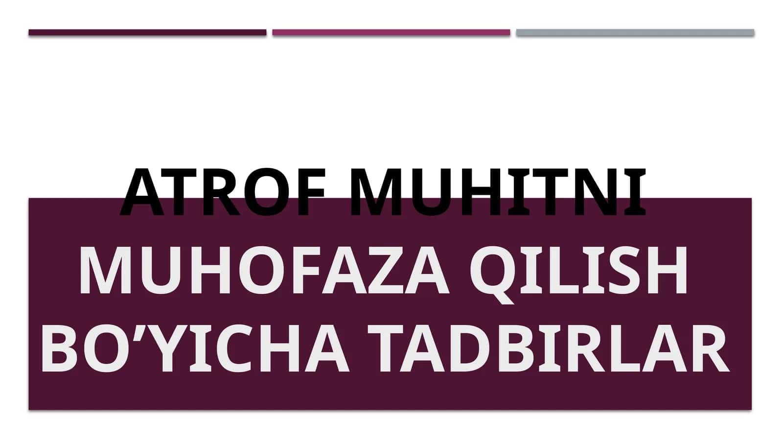 Atrof muhitnimuhofaza qilish bo’yicha tadbirlar
