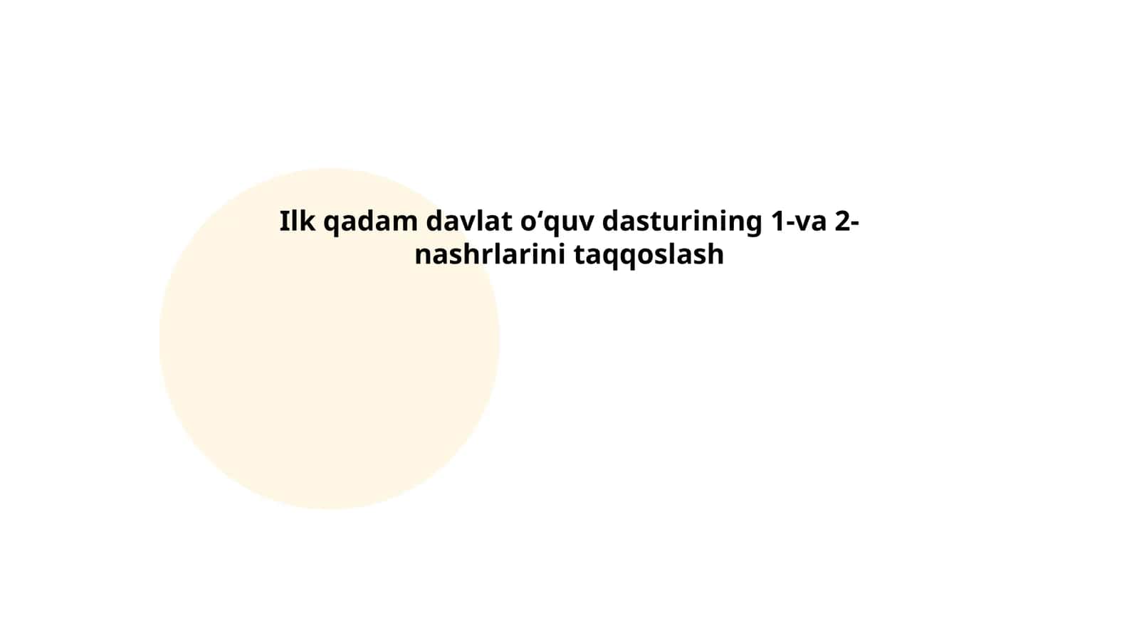 Ilk qadam davlat oʻquv dasturining 1-va 2-nashrlarini taqqoslash