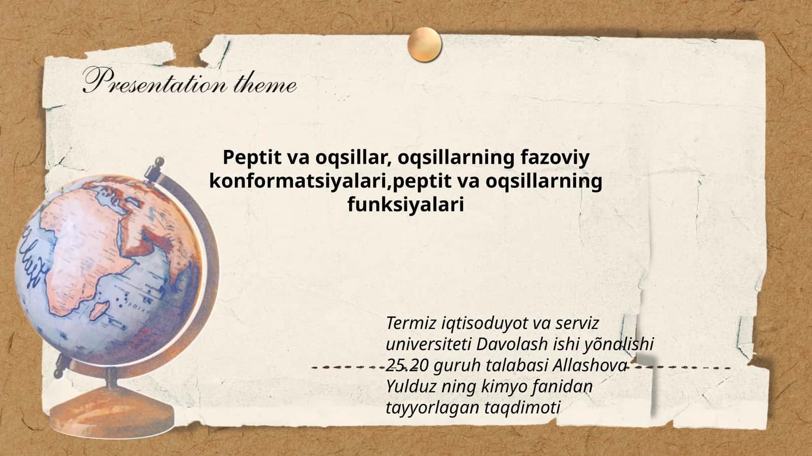 Kimyo fanidan taqdimot