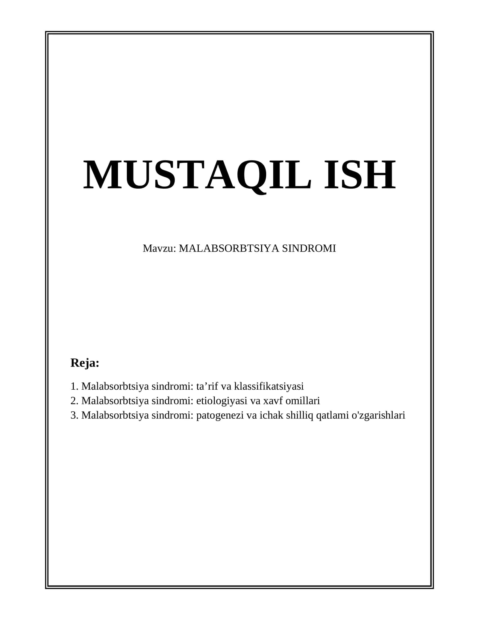 Malabsorbtsiya sindromi