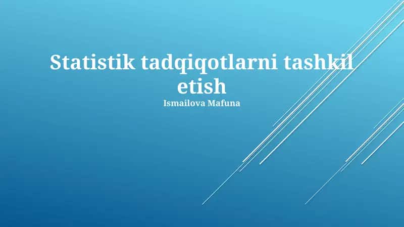 Statistik Tadqiqotlarni Tashkil Etish