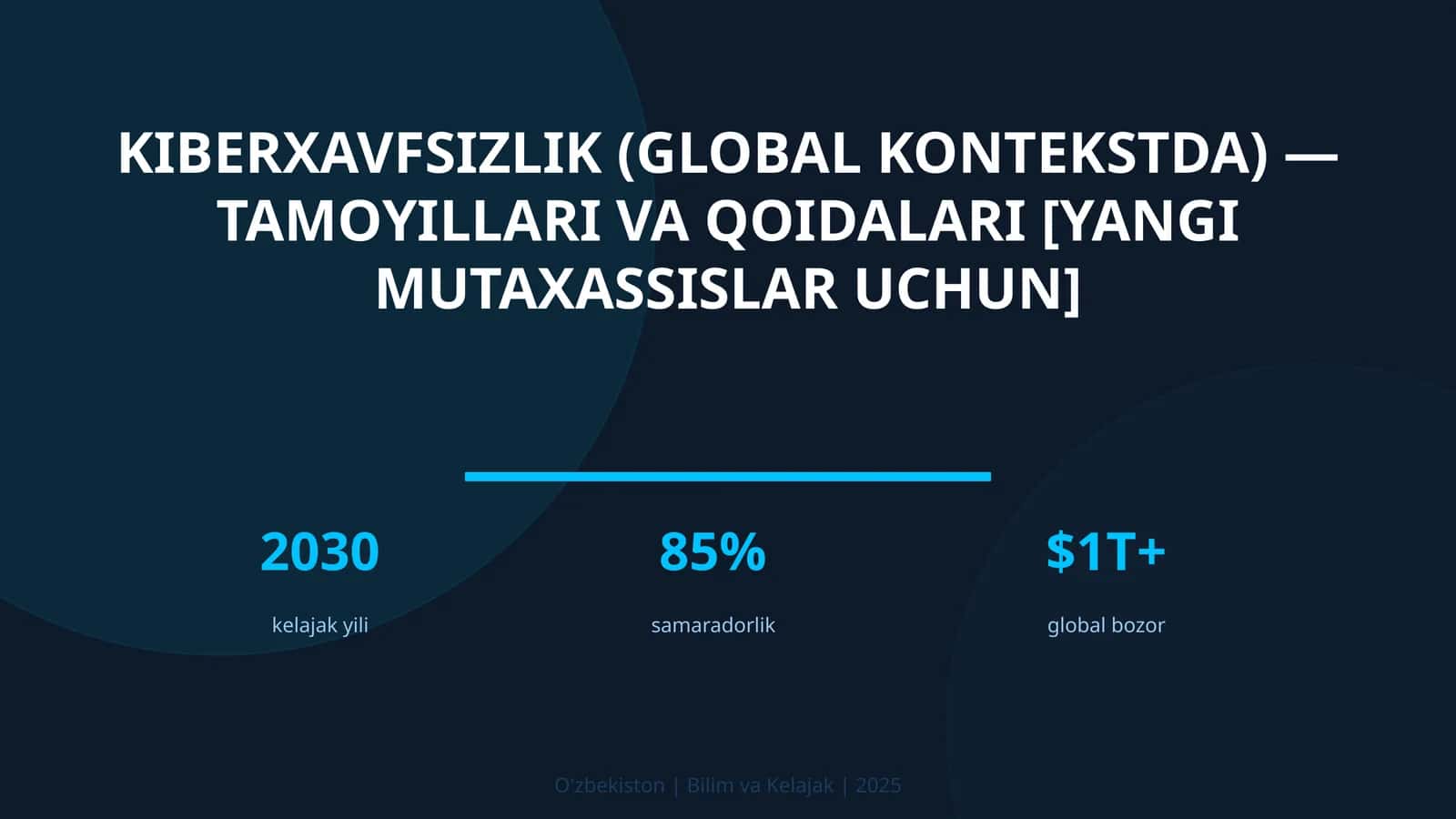 KIBERXAVFSIZLIK (GLOBAL KONTEKSTDA) — TAMOYILLARI VA QOIDALARI [YANGI MUTAXASSISLAR UCHUN]