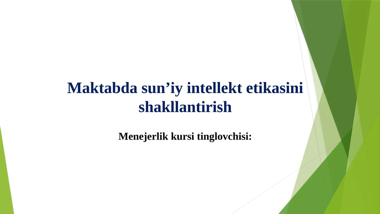 Sun’iy Intellekt Tashkilotchasini Shakllantirish