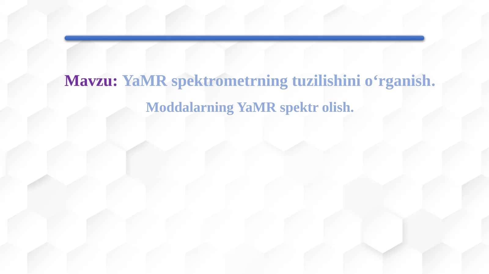 YaMRspektrometrning tuzilishi va moddalarining YaMR spektrolishi