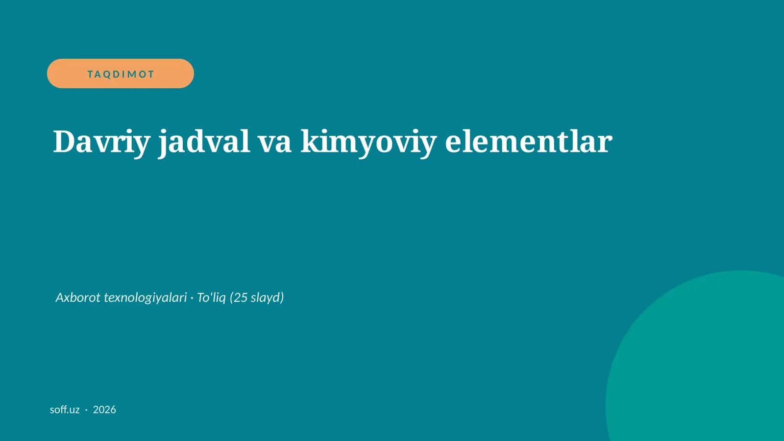 Davriy jadval va kimyoviy elementlar