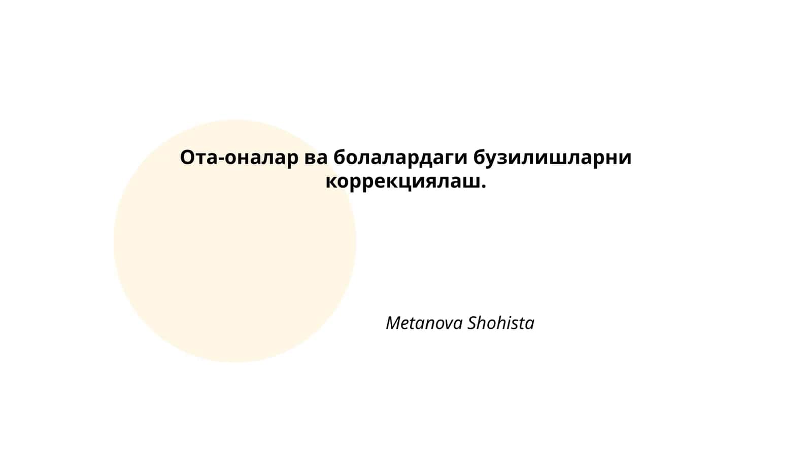 Ота-оналар ва болалардаги бузилишларни коррекциялаш