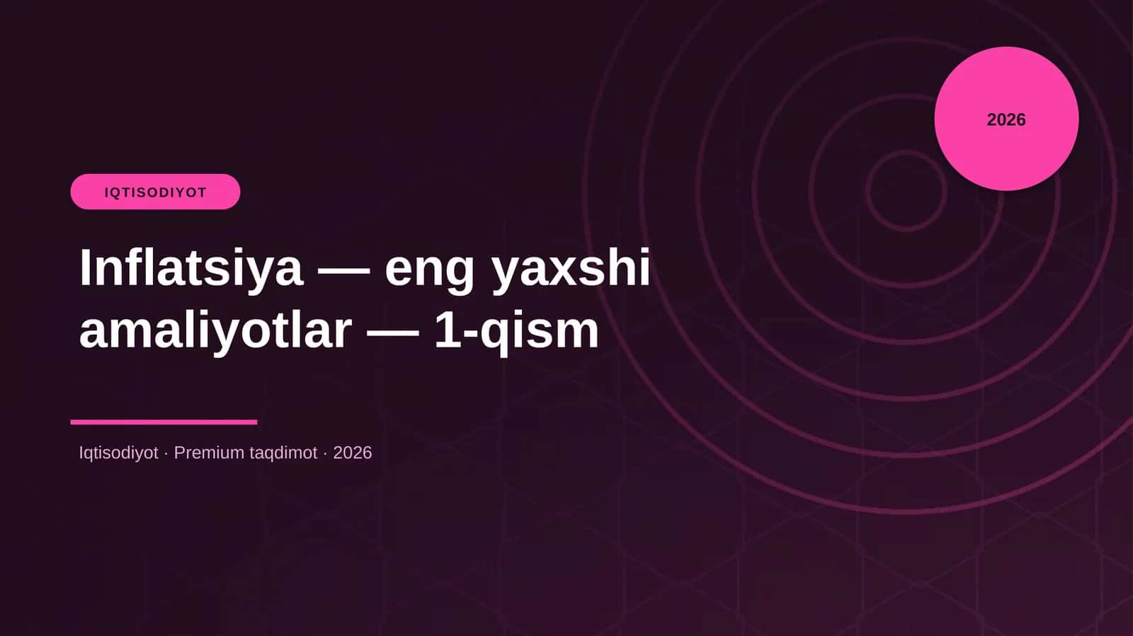 Inflatsiya — eng yaxshi amaliyotlar — 1-qism