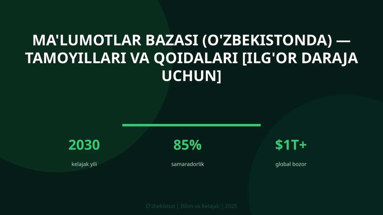 Ma'lumotlar bazasi (O'zbekistonda) — tamoyillari va qoidalari [ilg'or daraja uchun]