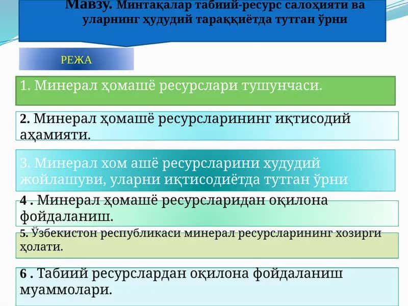 Минерал ҳомашё ресурслари