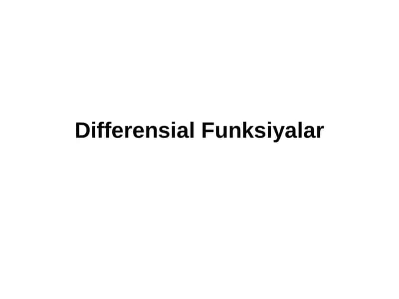 Differensial Funksiyalar