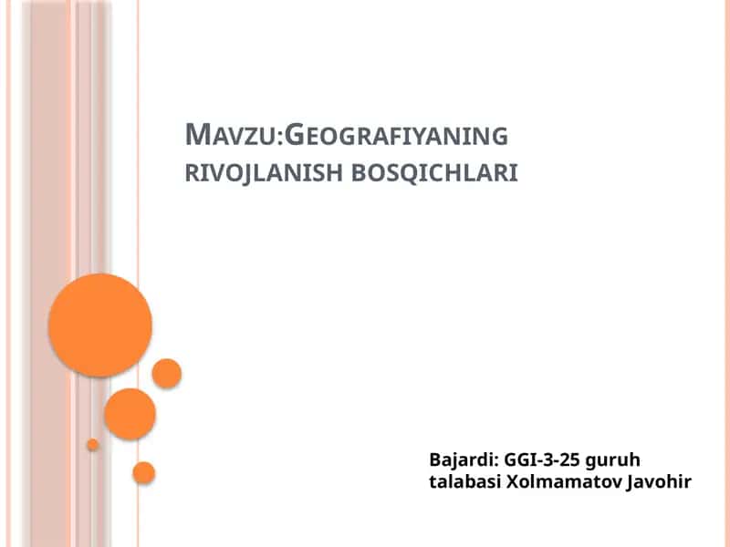 Geografiyaning rivojlanish bosqichlari