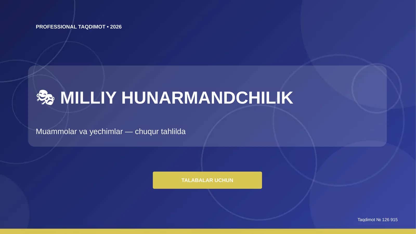 Milliy hunarmandchilik: muammolar va yechimlar (chuqur tahlilda) [talabalar uchun]