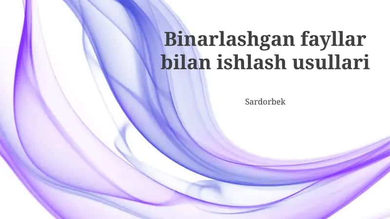 Binarlashgan fayllar bilan ishlash usullari