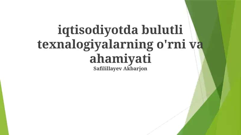 Bulut Texnologiyalarining Iqtisodiyotdagi O'rni