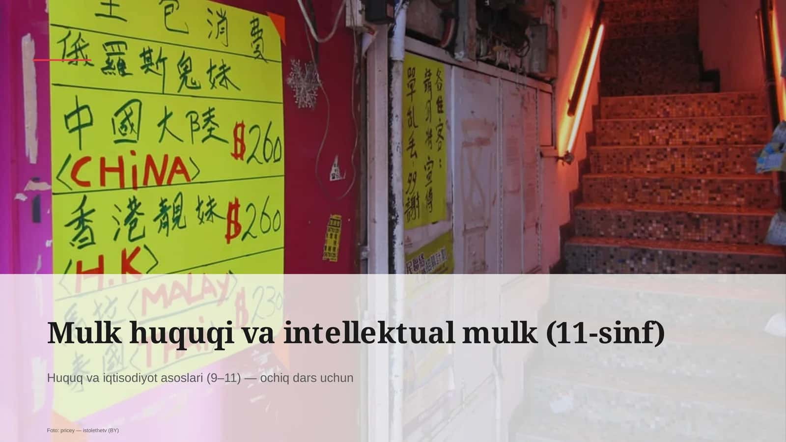 Mulk huquqi va intellektual mulk (11-sinf)