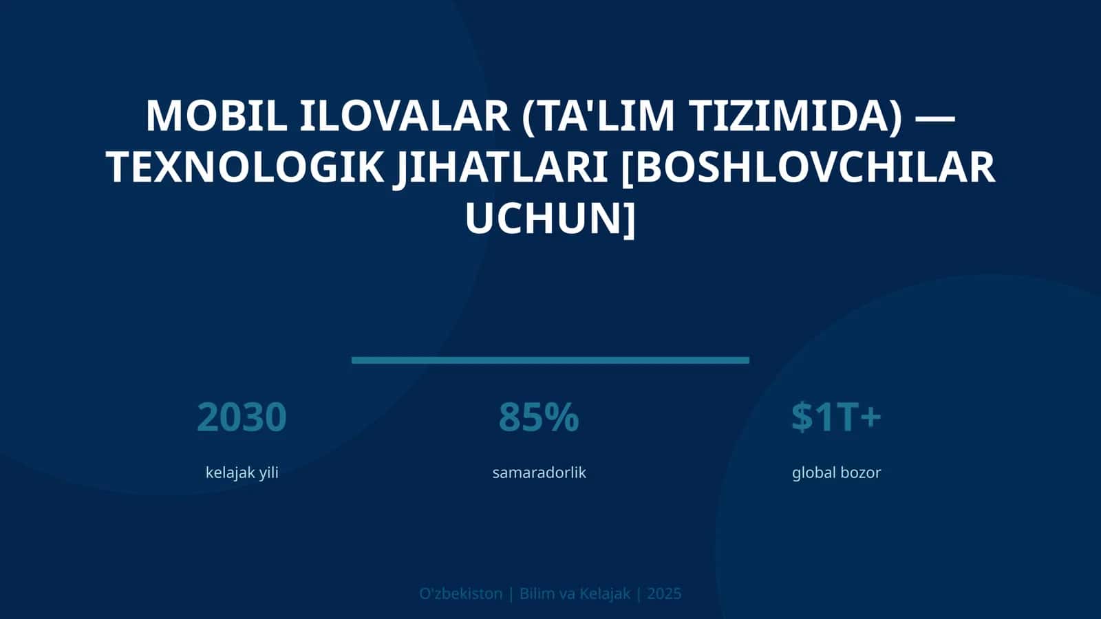 Mobil Ilovalar (Ta'lim Tizimida) — Texnologik Jihatlari [Boshlovchilar Uchun]