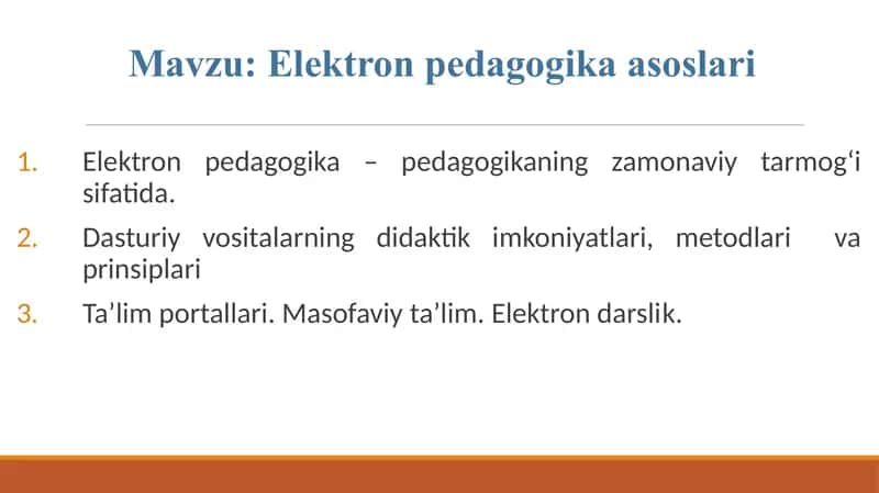 Elektron pedagogika asoslari