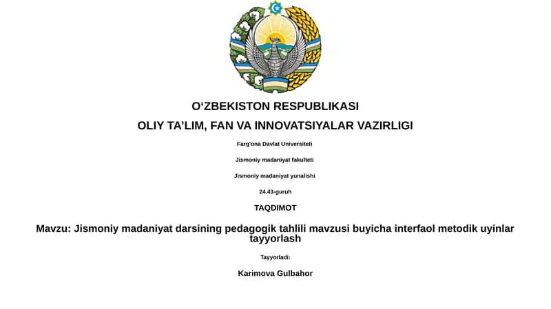 Jismoniy madaniyat darsining pedagogik tahlili