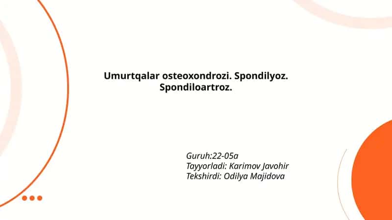 Umurtqalar osteoxondrozi. Spondilyoz. Spondiloartroz