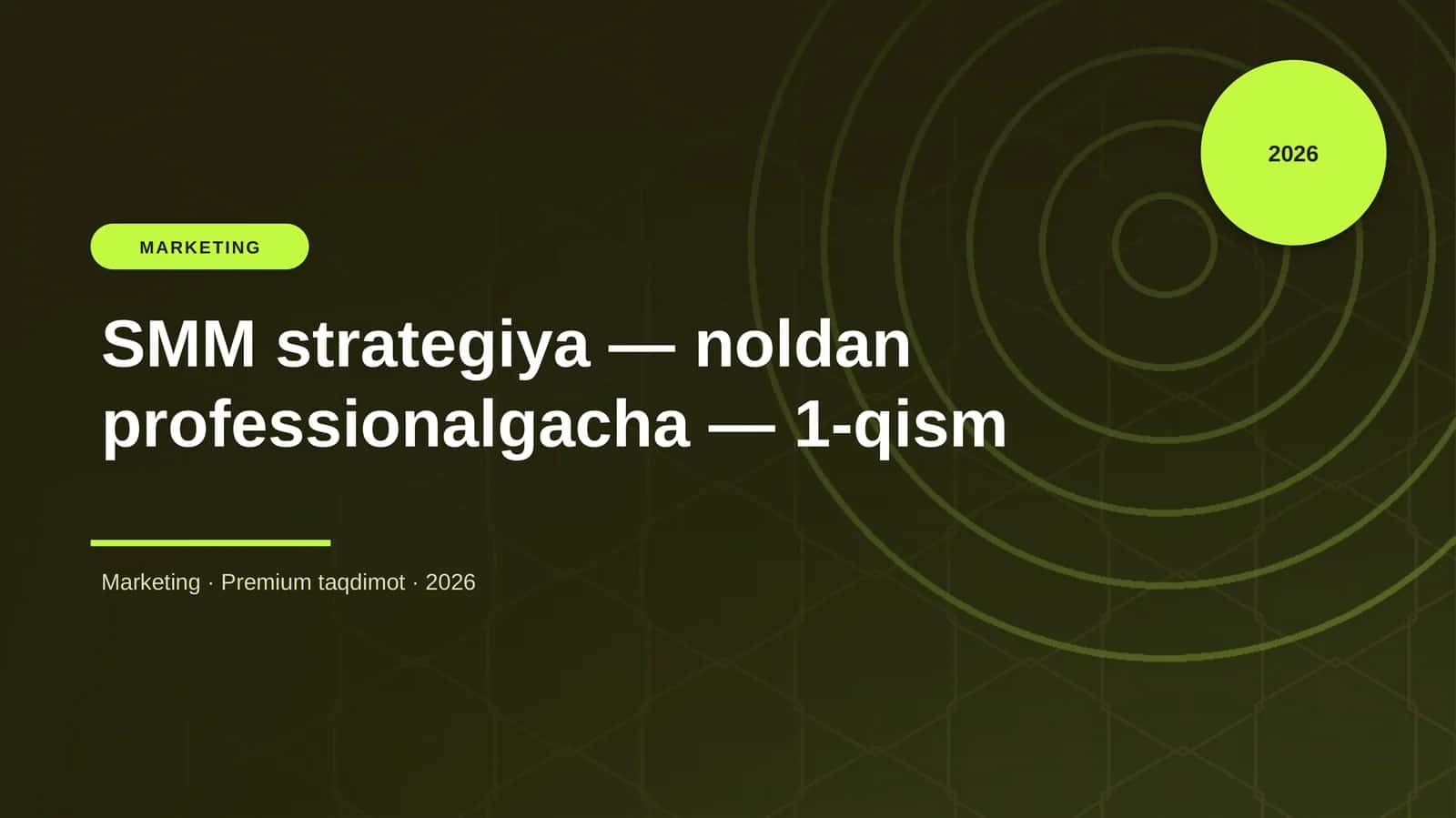 SMM strategiya — noldan professionalgacha — 1-qism