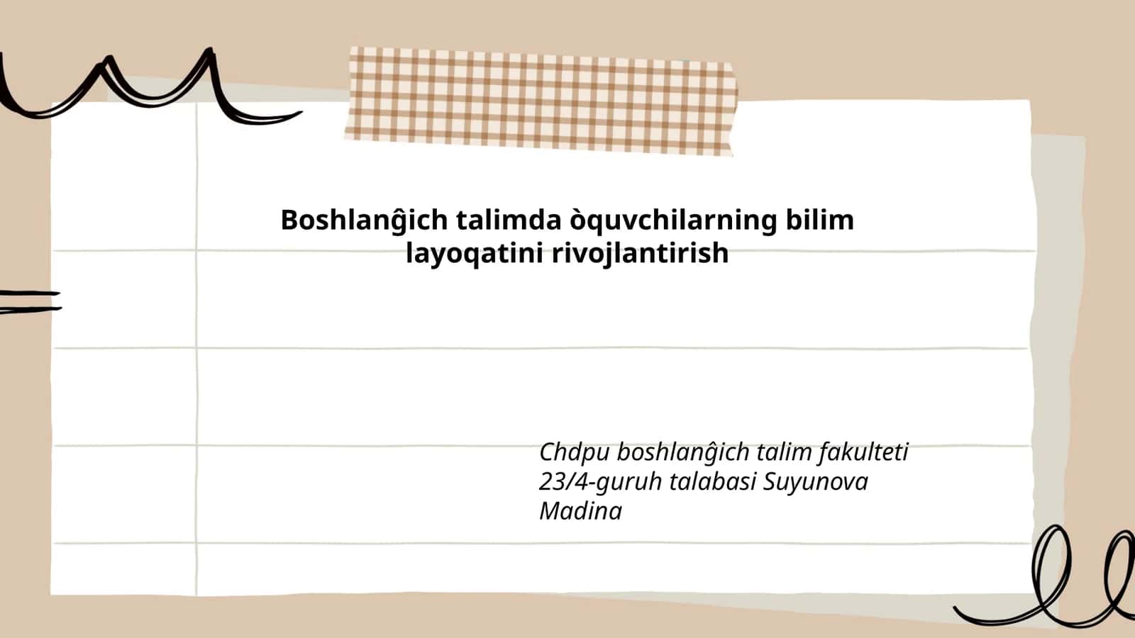 Boshlanĝich talimda òquvchilarning bilim layoqatini rivojlantirish