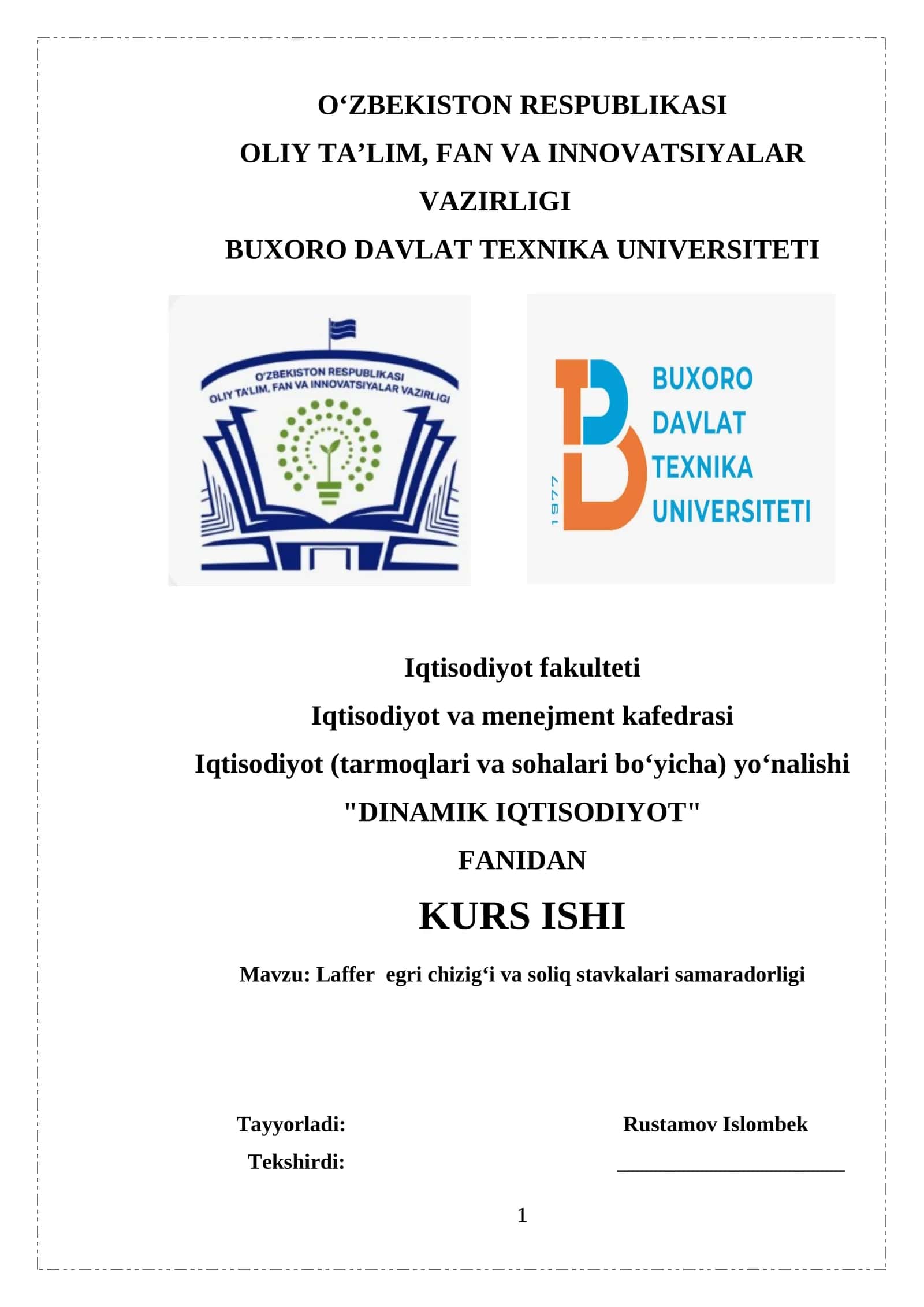 DINAMIK IQTISODIYOT