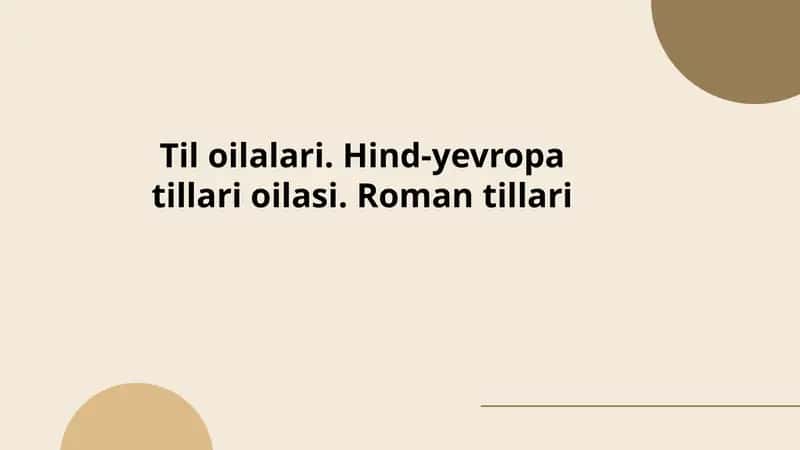 Til oilalari. Hind-yevropa tillari oilasi. Roman tillari
