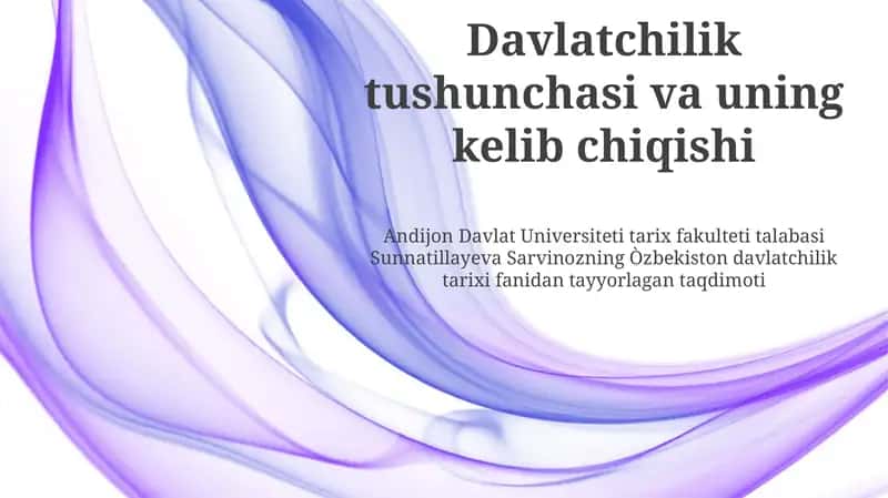 Davlatchilik tushunchasi va uning kelib chiqishi