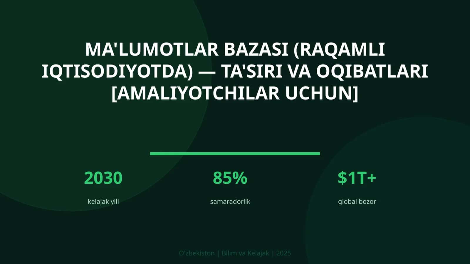 Ma'lumotlar bazasi (raqamli iqtisodiyotda) — ta'siri va oqibatlari [amaliyotchilar uchun]