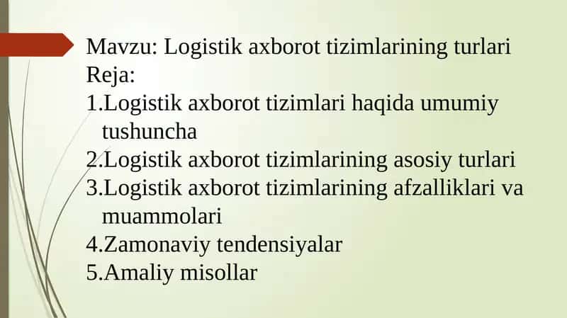 Logistik axborot tizimlarining turlari