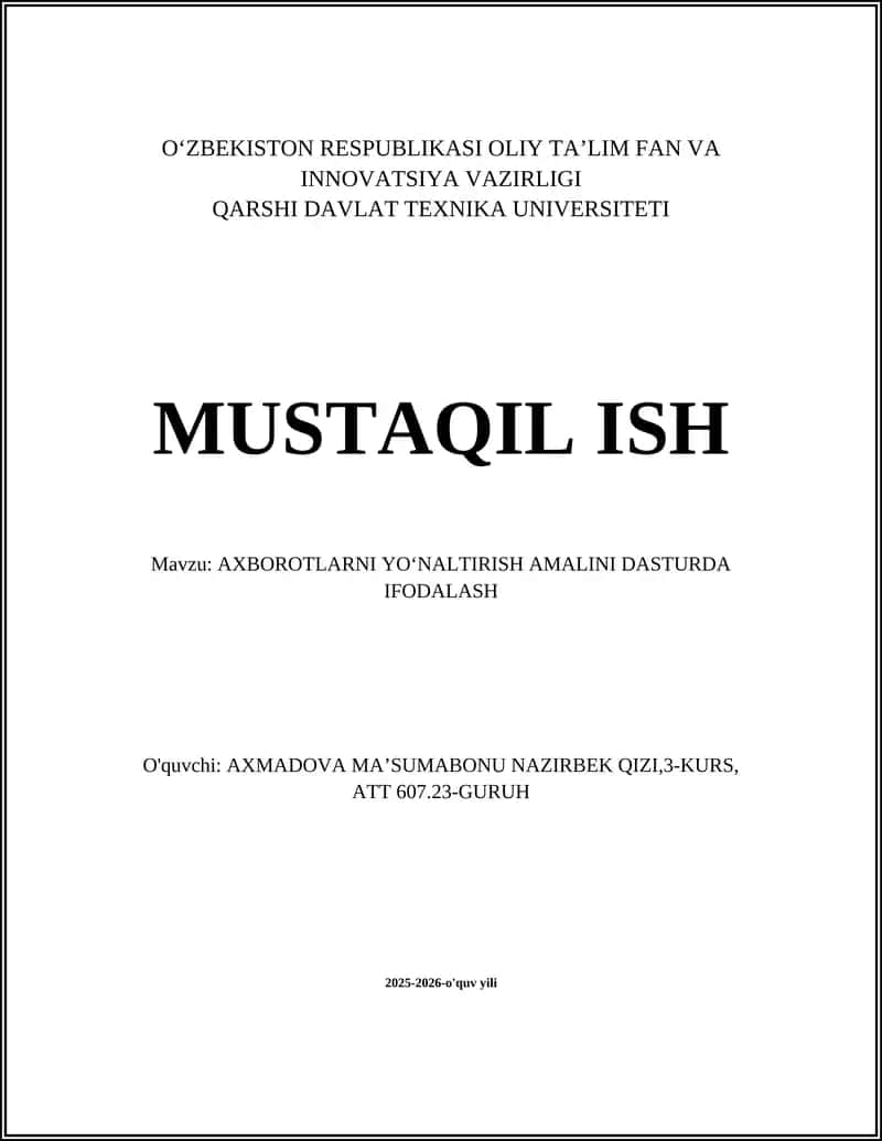 Axborotlarni yoʻnaltirish amalini dasturda ifodalash