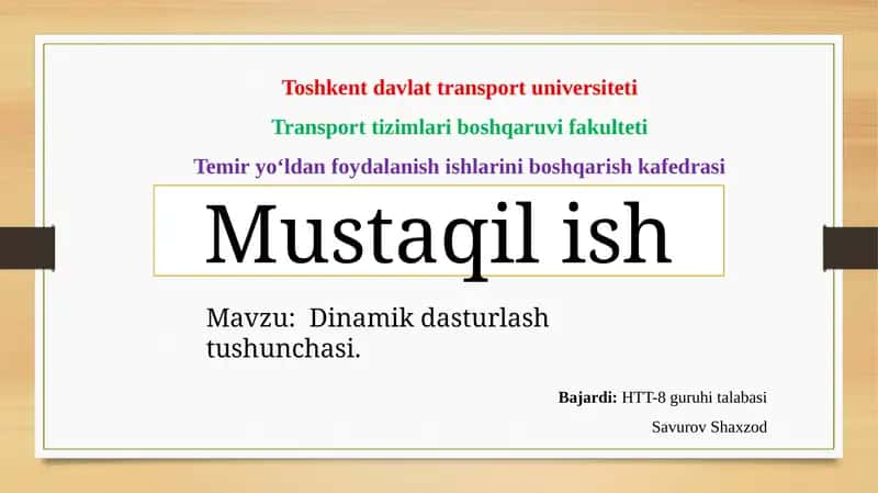 Dinamik dasturlashtirish shunchasi
