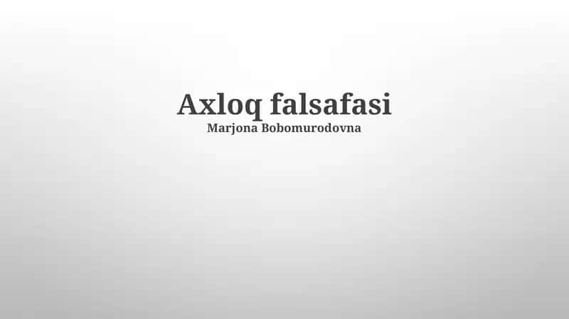 Axloq falsafasi