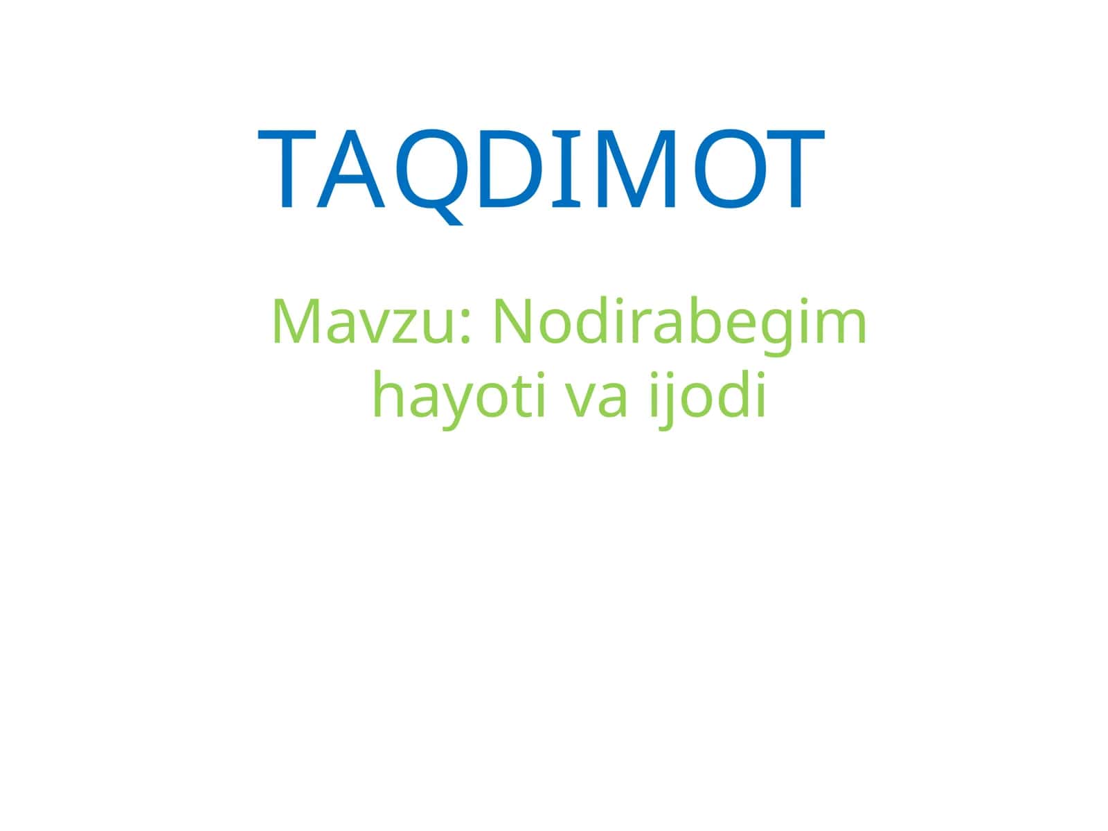 Nodirabegim