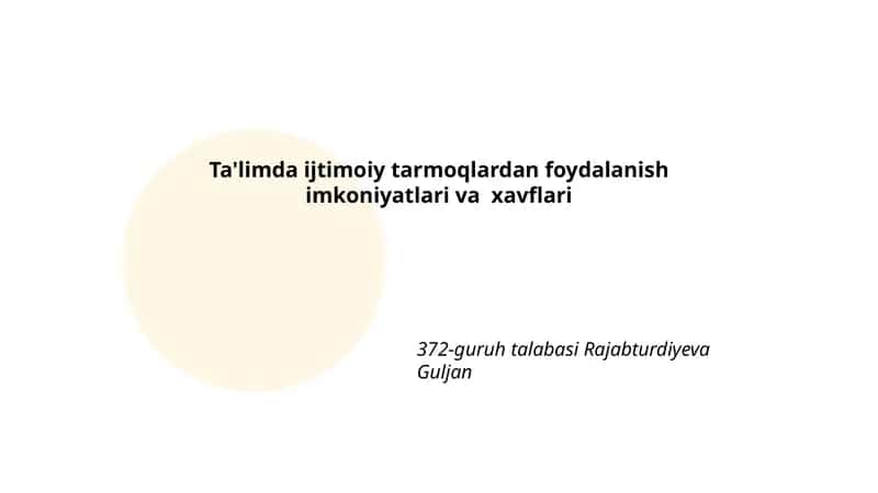 Ta'limda ijtimoiy tarmoqlardan foydalanish imkoniyatlari va xavflari