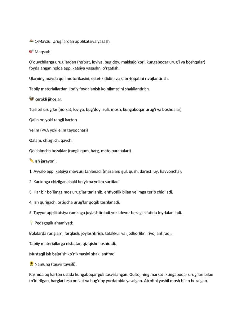 Urugʻlardan applikatsiya yasash