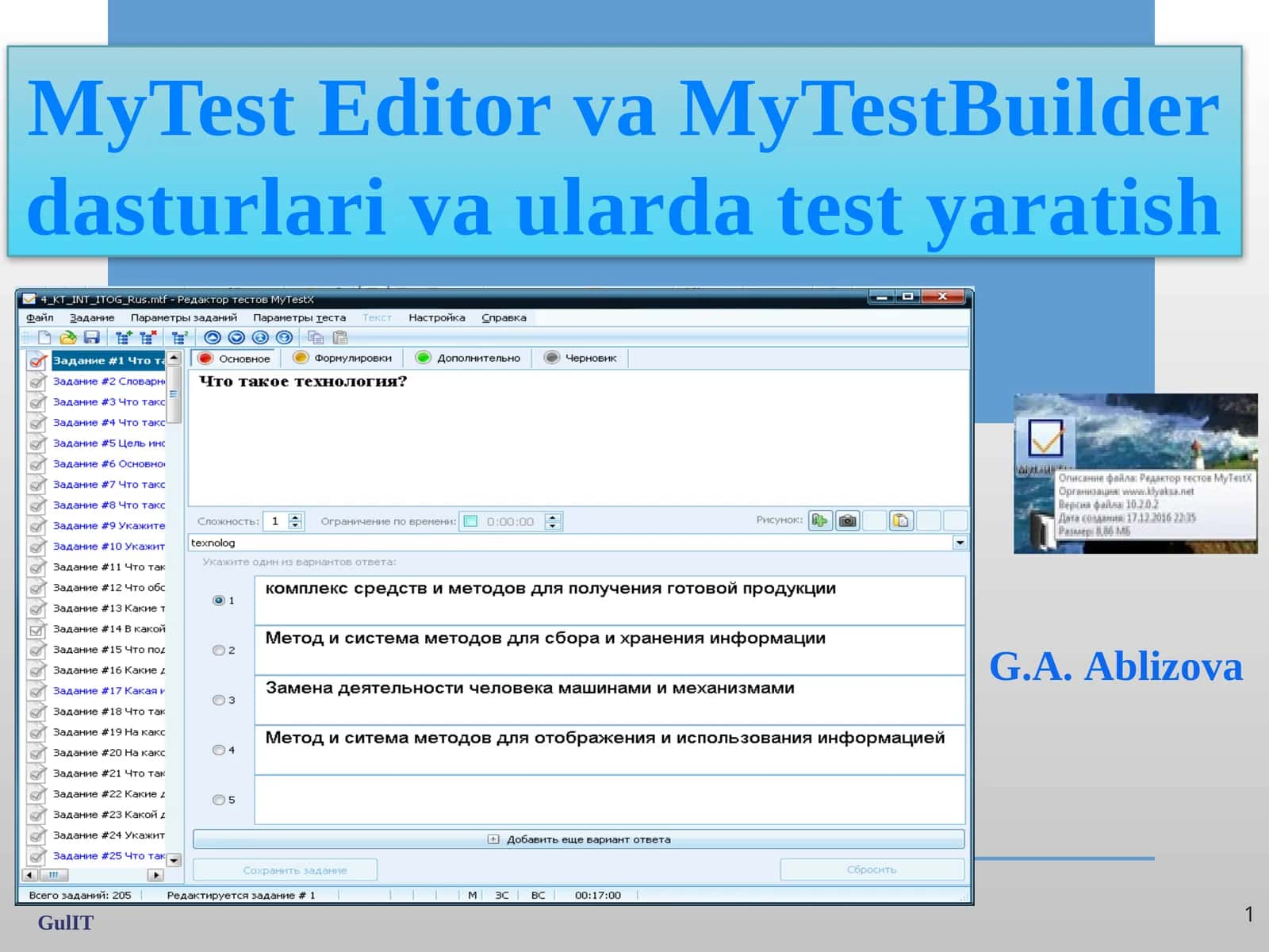 MyTest X-bu o'quv dasturi tizimi