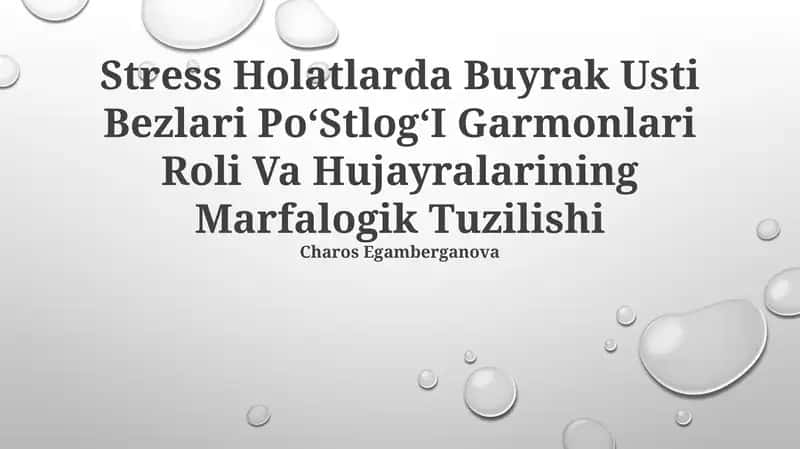 Buyrak usti bezlarining stress gormonlarining roli