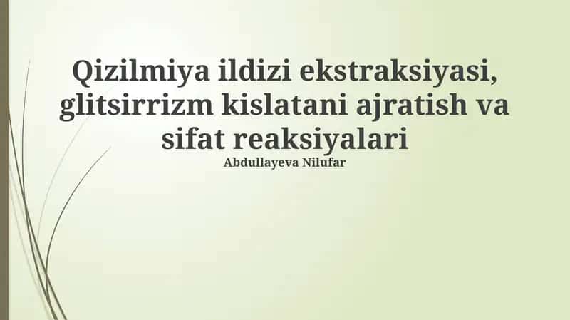 Yashilmiya ildizi ekstraksiyasi