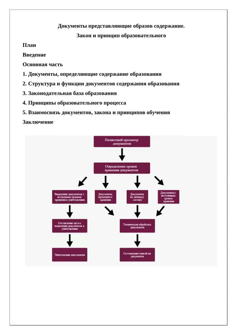 Документы представляющие образов содержание.  Закон и принцип образовательного 1