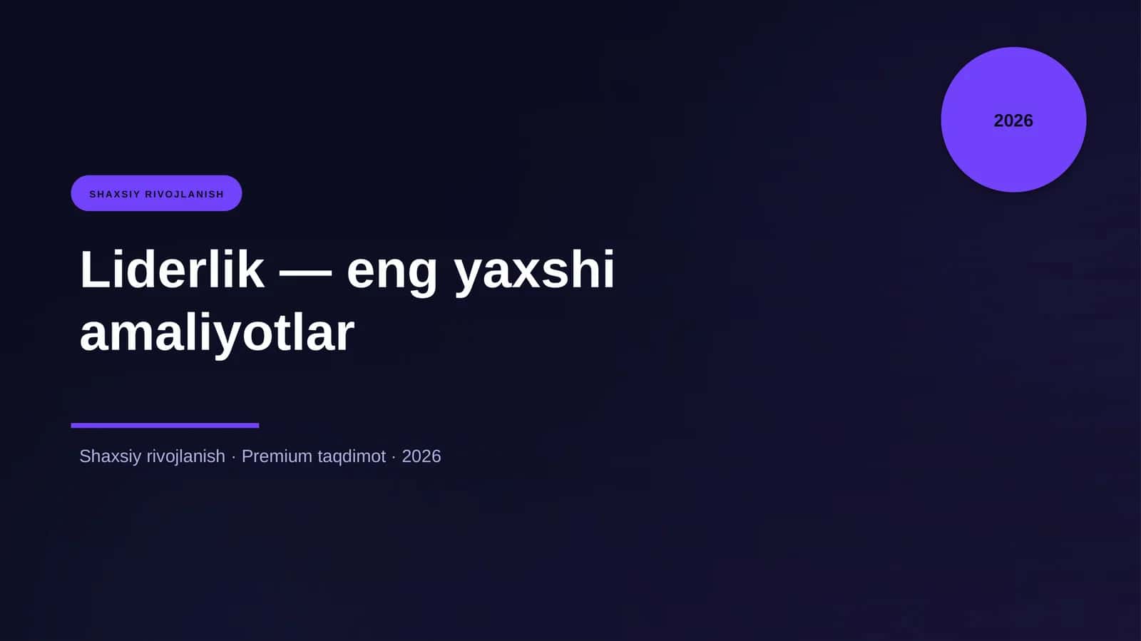 Liderlik — eng yaxshi amaliyotlar