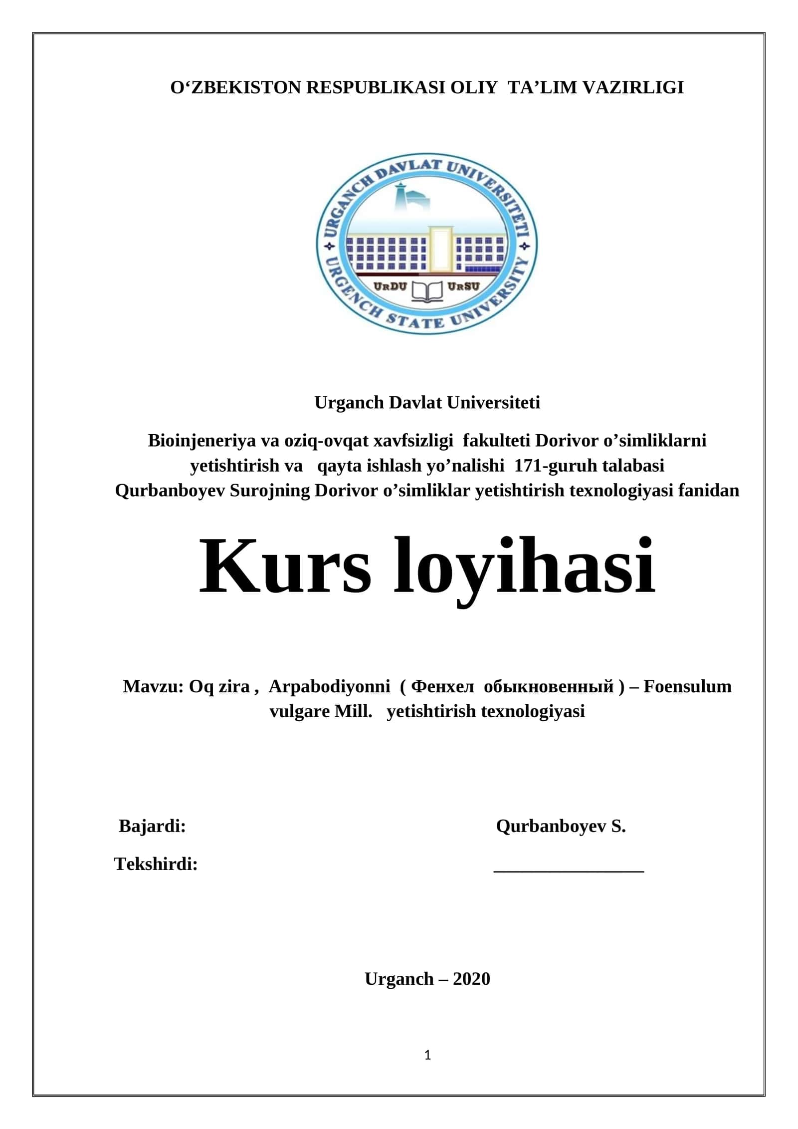 Kurs loyihasi