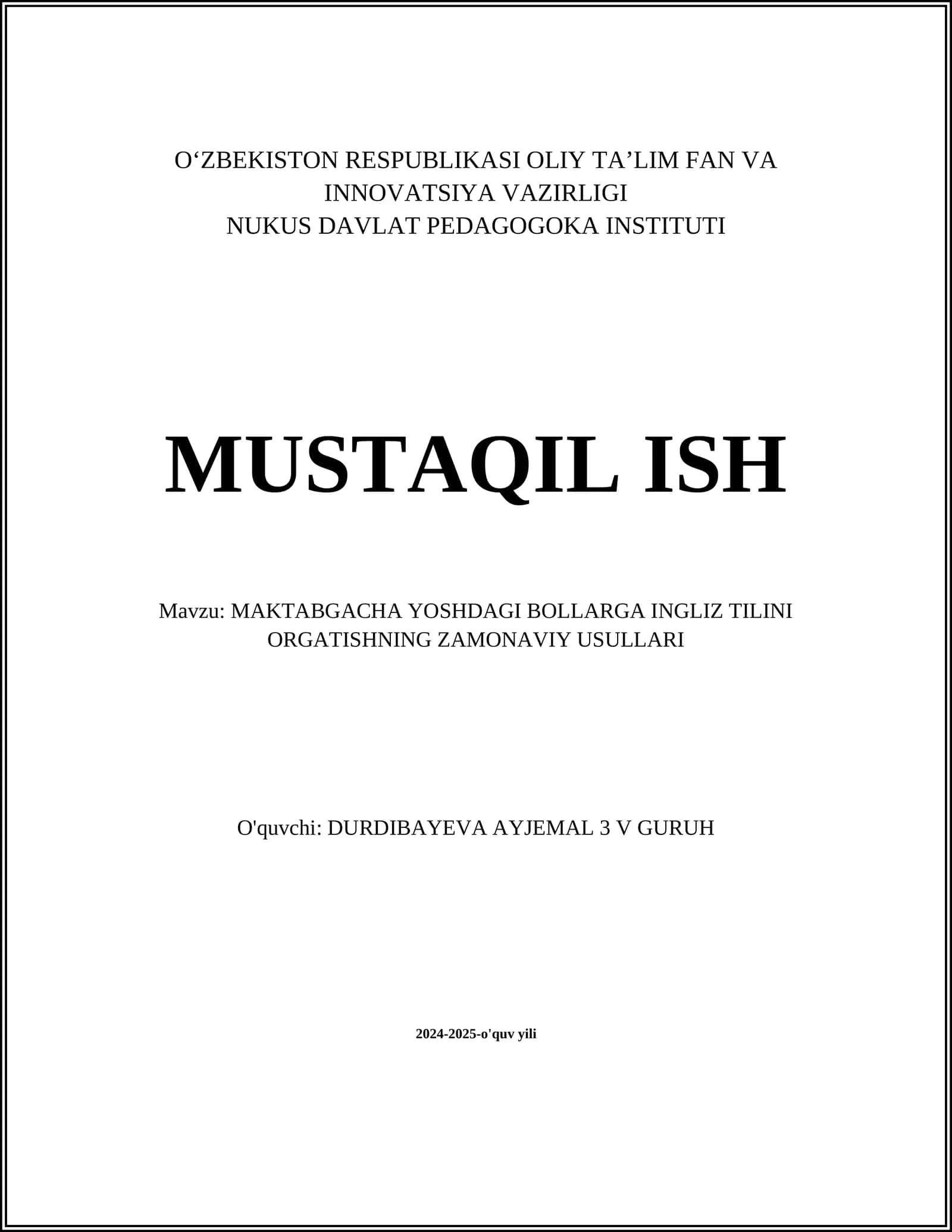 Erta Yoshdagi Bolalar Uchun Interaktiv O‘yinlar Orqali Ingliz Tilini O‘rganish