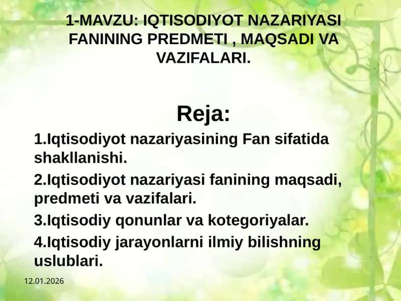 IQTISODIYOT NAZARIYASI