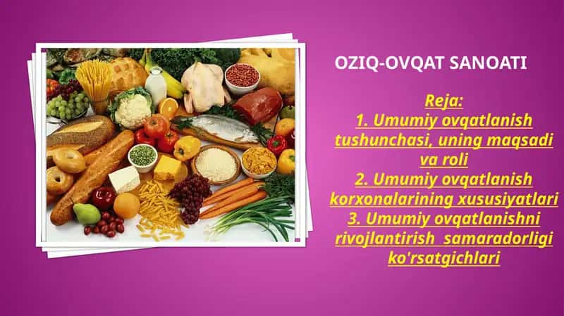Oziq-ovqat sanoati mavzusida taqdimot