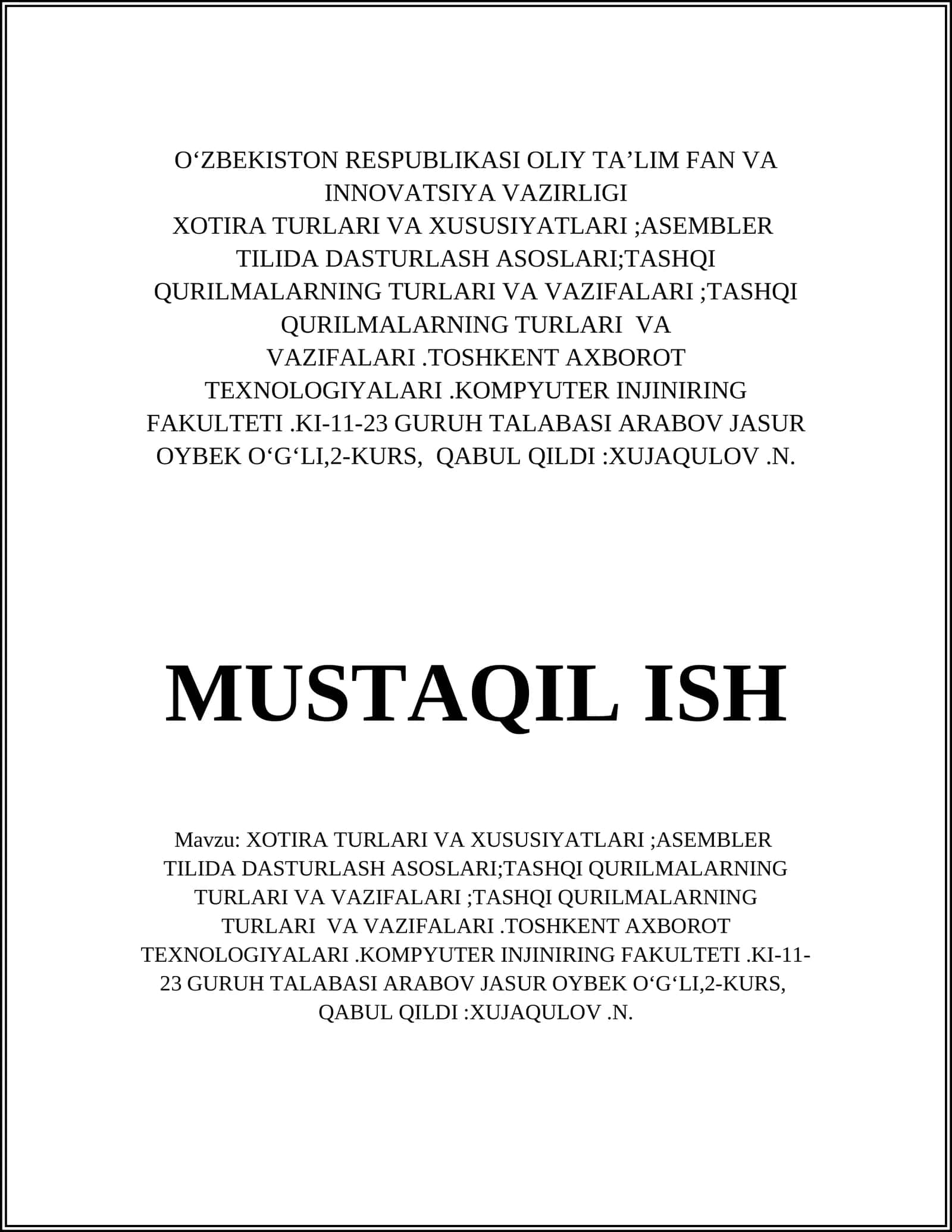MUSTAQIL ISH