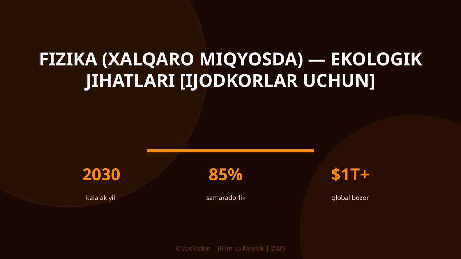 FIZIKA (XALQARO MIQYOSDA) — EKOLOGIK JIHATLARI [IJODKORLAR UCHUN]