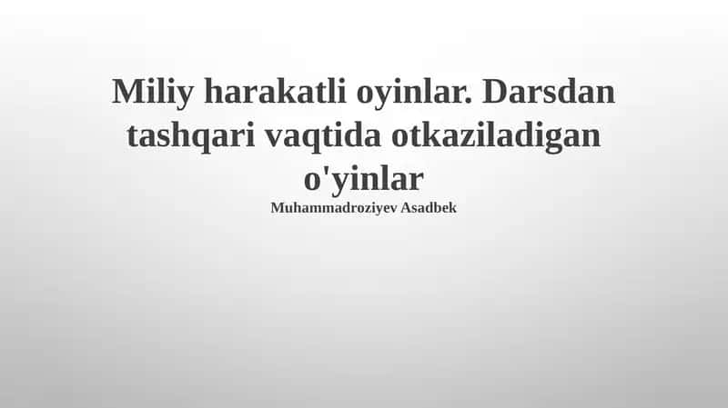 Milliy Harakatli O'yinlar