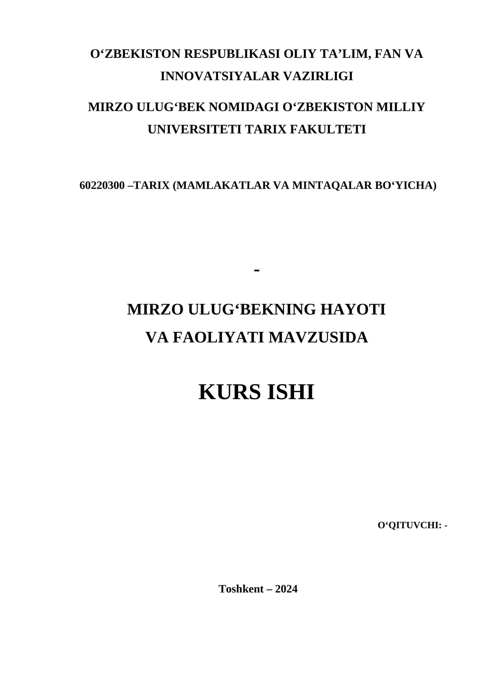 Mirzo Ulug‘bekning hayoti va faoliyati